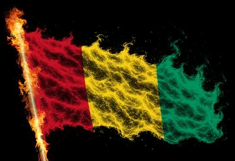 3D Flag on flames Stock Photos