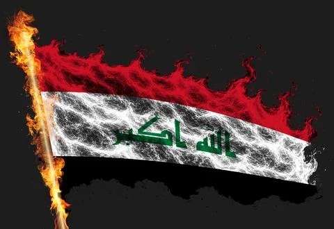 3D Flag on flames Stock Photos
