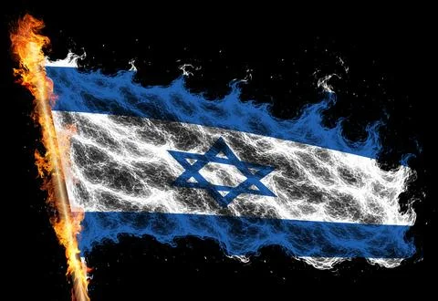 3D Flag on flames Stock Photos