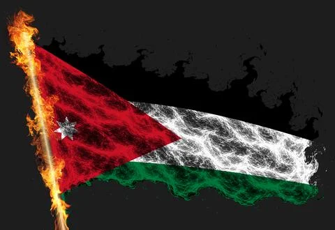 3D Flag on flames Stock Photos