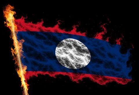 3D Flag on flames Stock Photos