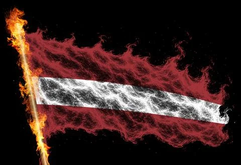 3D Flag on flames Stock Photos