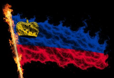 3D Flag on flames Stock Photos