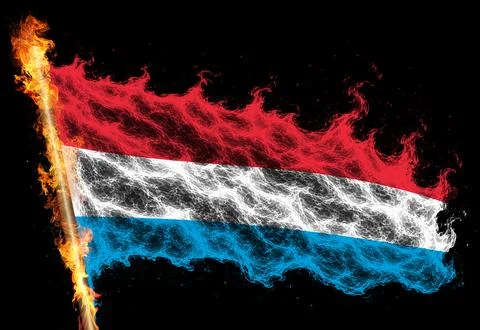 3D Flag on flames Stock Photos