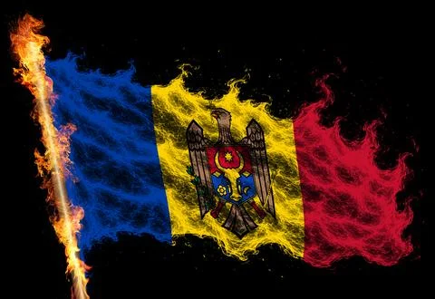 3D Flag on flames Stock Photos