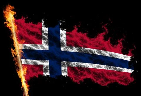 3D Flag on flames Stock Photos