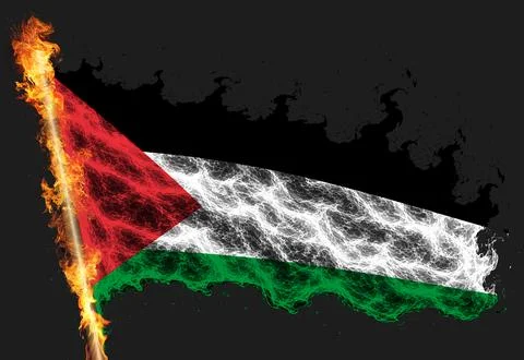 3D Flag on flames Foto stock