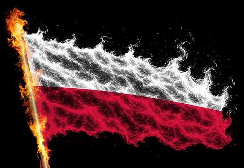 3D Flag on flames Stock Photos