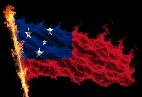 3D Flag on flames Foto stock