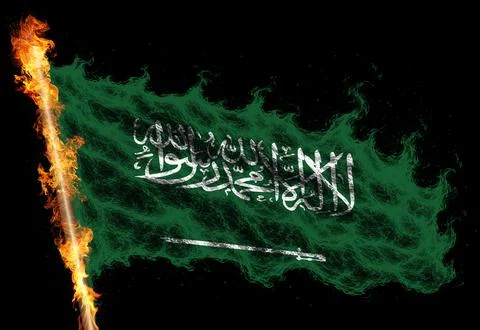 3D Flag on flames Foto stock