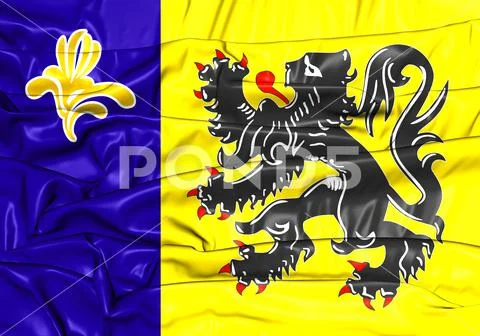 3D Flag of Flemish Community Commission. 3D Illustration.: Graphic ...