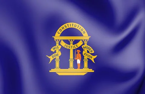 3D Flag of Georgia state (non official), USA. 3D Illustration. Stock Illustration