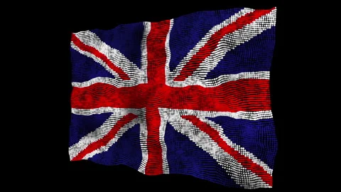 3d flag of the Great Britain consisting of round particles in motion Stock Footage 281237357