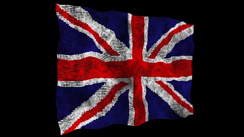 3d flag of the Great Britain consisting of round particles in motion Stock Footage 281237359