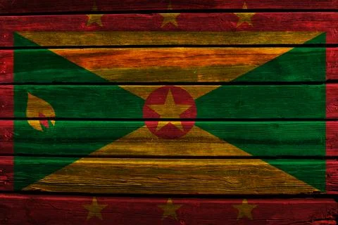 3D Flag of Grenada on wood Stock Illustration