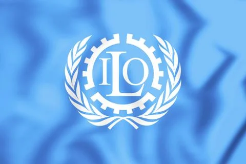3D Flag of the ILO. 3D Illustration. Stock Illustration