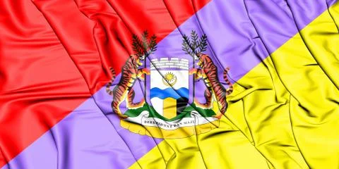 3D Flag of Ipoh (Perak State), Malaysia. 3D Illustration. Stock Illustration