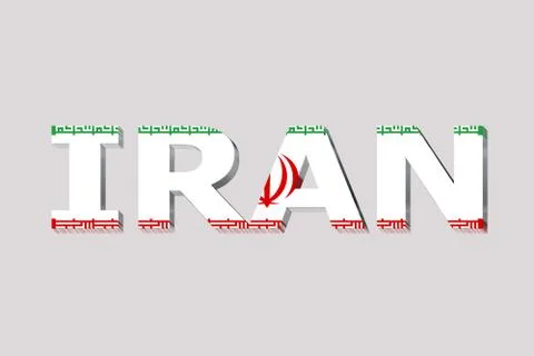 3D Flag of Iran on text Foto stock