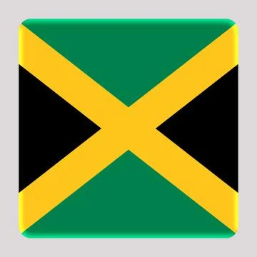 3D Flag of Jamaica on square Stock Illustration