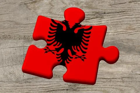 3D Flag on jigsaw puzzle pieces Stock Illustration