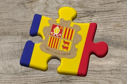 3D Flag on jigsaw puzzle pieces Stock Illustration