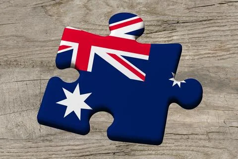 3D Flag on jigsaw puzzle pieces Stock Illustration