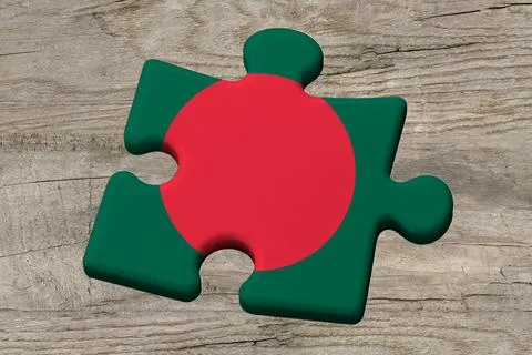 3D Flag on jigsaw puzzle pieces Stock Illustration