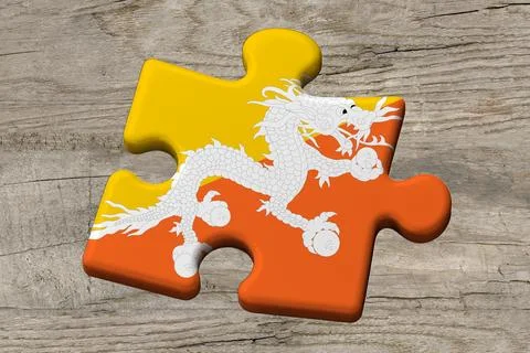 3D Flag on jigsaw puzzle pieces Stock Illustration
