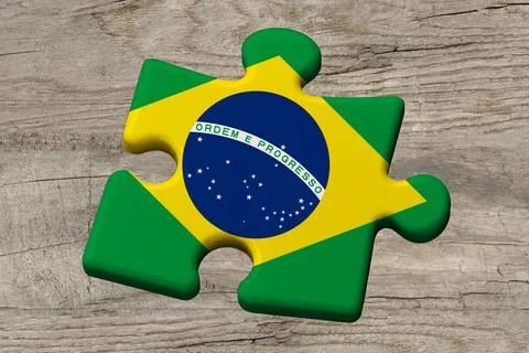 3D Flag on jigsaw puzzle pieces Stock Illustration