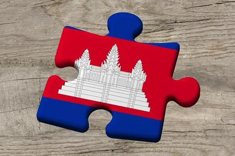 3D Flag on jigsaw puzzle pieces Stock Illustration