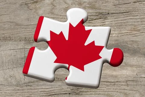 3D Flag on jigsaw puzzle pieces Stock Illustration
