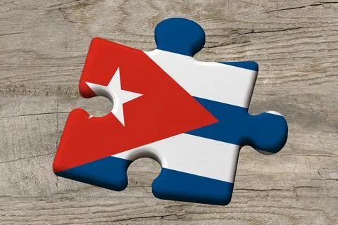 3D Flag on jigsaw puzzle pieces Stock Illustration