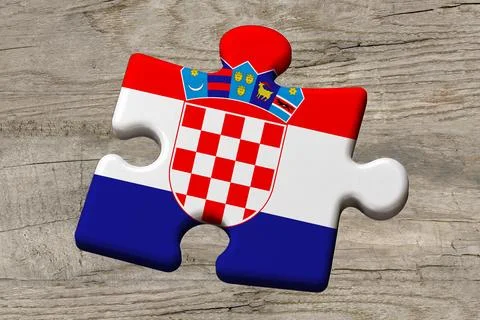 3D Flag on jigsaw puzzle pieces Stock Illustration