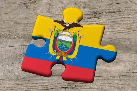 3D Flag on jigsaw puzzle pieces Stock Illustration