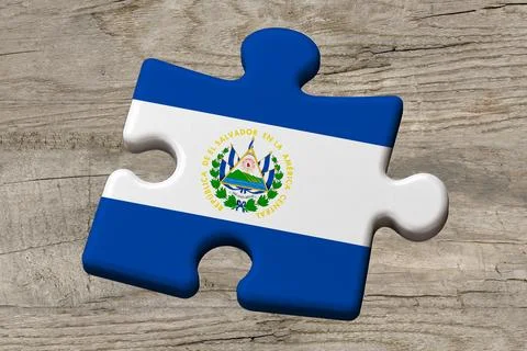 3D Flag on jigsaw puzzle pieces Stock Illustration