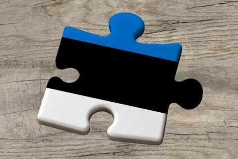3D Flag on jigsaw puzzle pieces Stock Illustration