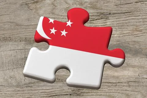 3D Flag on jigsaw puzzle pieces Stock Illustration