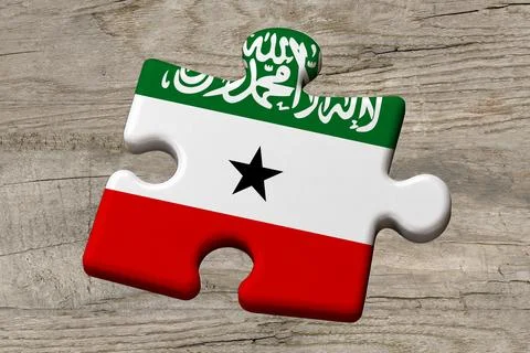 3D Flag on jigsaw puzzle pieces Stock Illustration