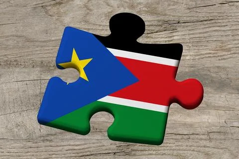 3D Flag on jigsaw puzzle pieces Stockillustratie