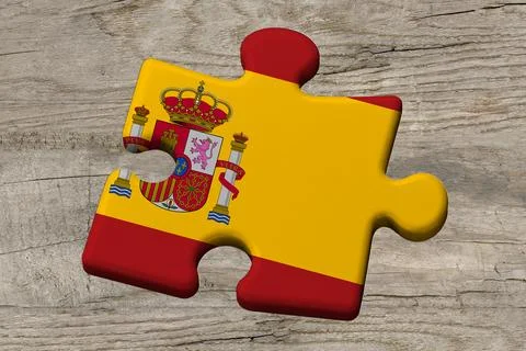 3D Flag on jigsaw puzzle pieces Stockillustratie