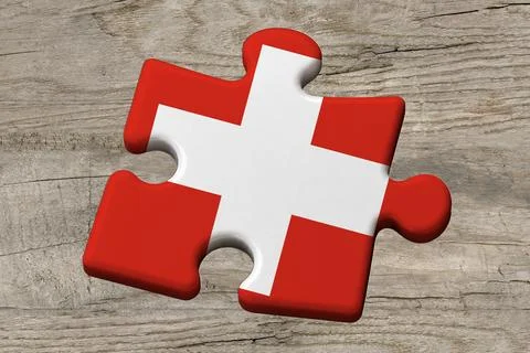 3D Flag on jigsaw puzzle pieces Stockillustratie