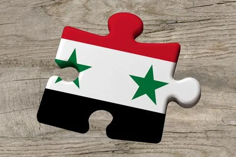 3D Flag on jigsaw puzzle pieces Stockillustratie