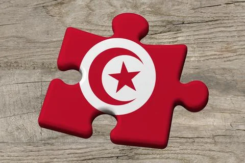 3D Flag on jigsaw puzzle pieces Stockillustratie