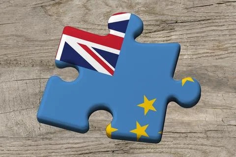 3D Flag on jigsaw puzzle pieces Stock Illustration