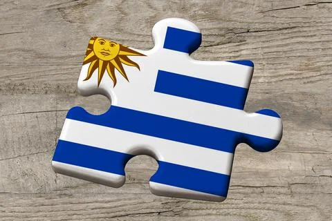 3D Flag on jigsaw puzzle pieces Stock Illustration