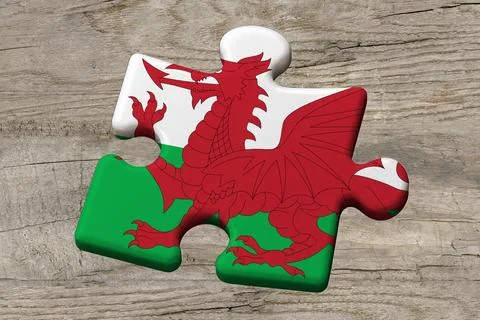 3D Flag on jigsaw puzzle pieces Stock Illustration