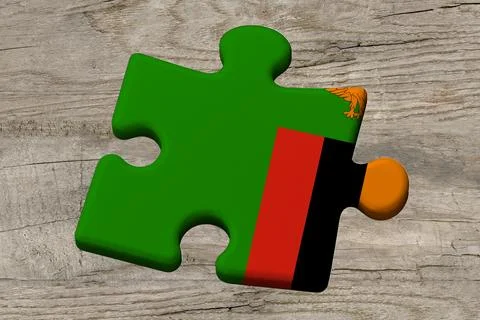 3D Flag on jigsaw puzzle pieces Stock Illustration