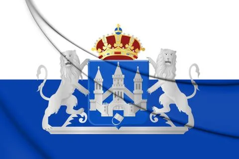 3D Flag of Kampen (Overijssel province), Netherlands. 3D Illustration. Stock Illustration