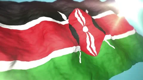 3d flag Kenya Stock Footage 10736376