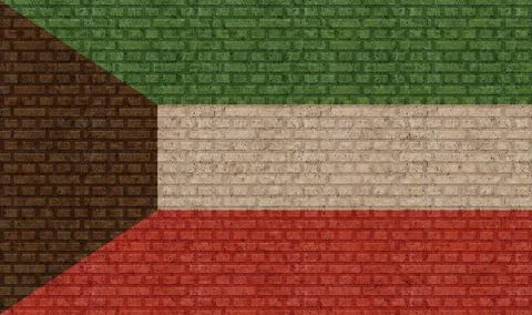 3D Flag of Kuwait on brick wall Illustrazione stock